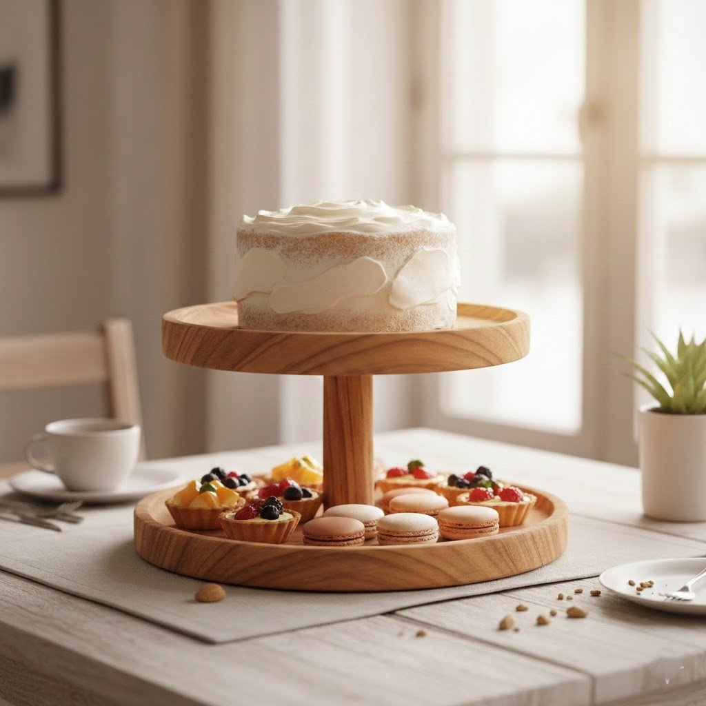 Two-Tier Acacia Wood Cake & Dessert Stand